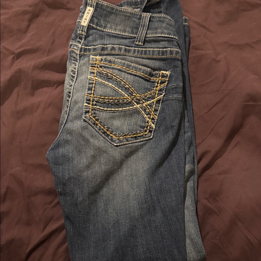 Ariat Women's Boot Cut Jeans - Indigo with Gold Stitching